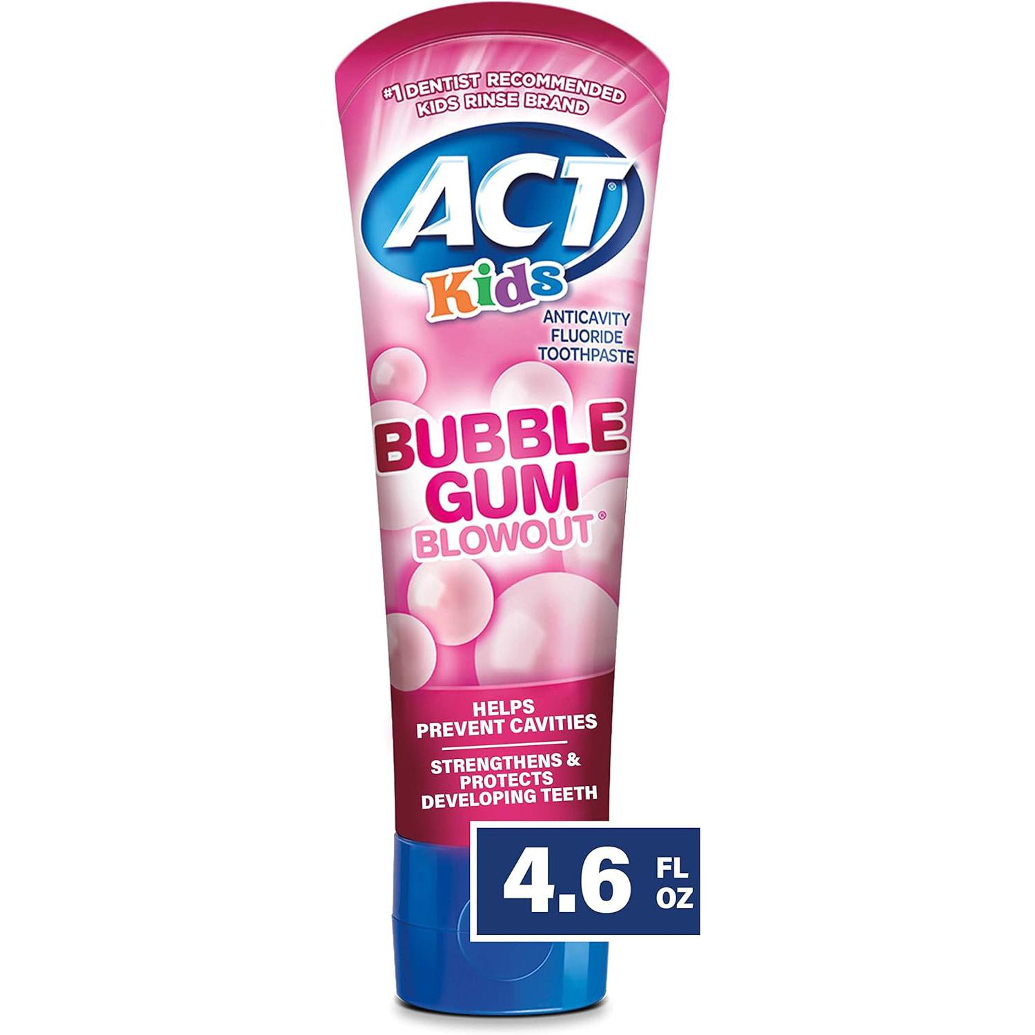 ACT Kids Anticavity Fluoride Toothpaste Bubble Gum Blowout for $1.84 Shipped