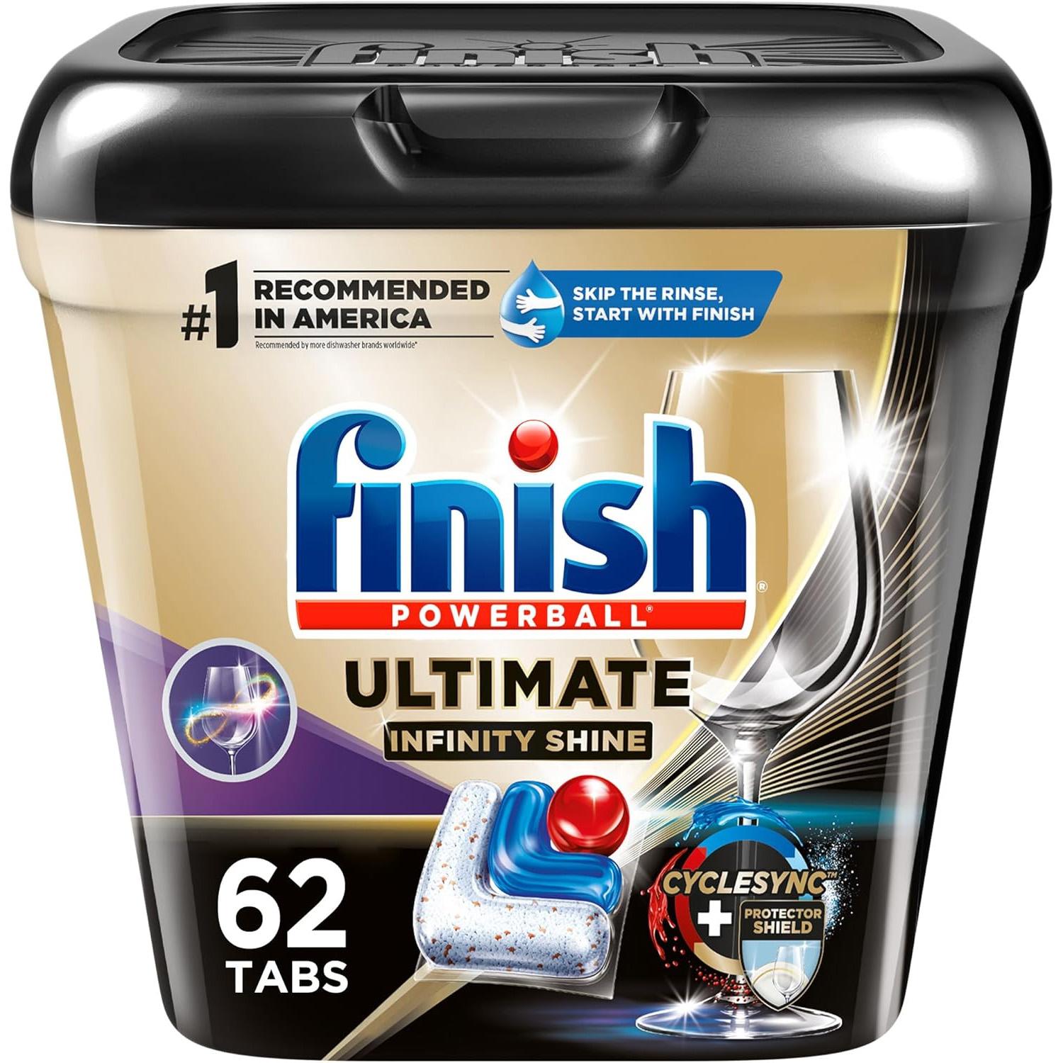 Finish Ultimate Plus Infinity Shine Dishwasher Detergent Tabs 64 Pack for $15.60
