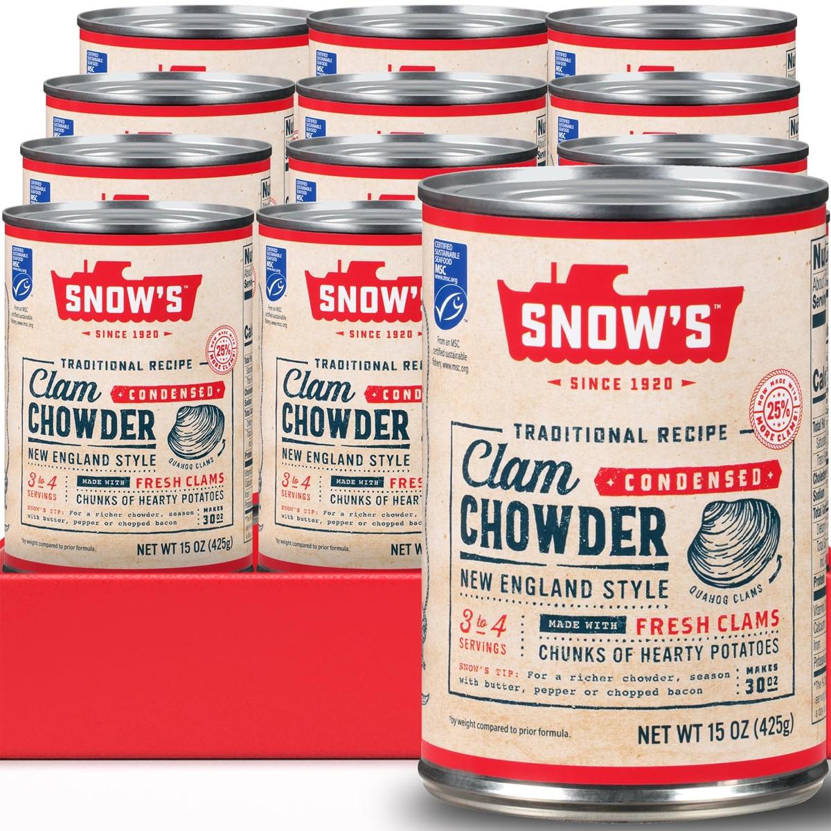 Snows Condensed New England Clam Chowder 12 Pack for $19.97