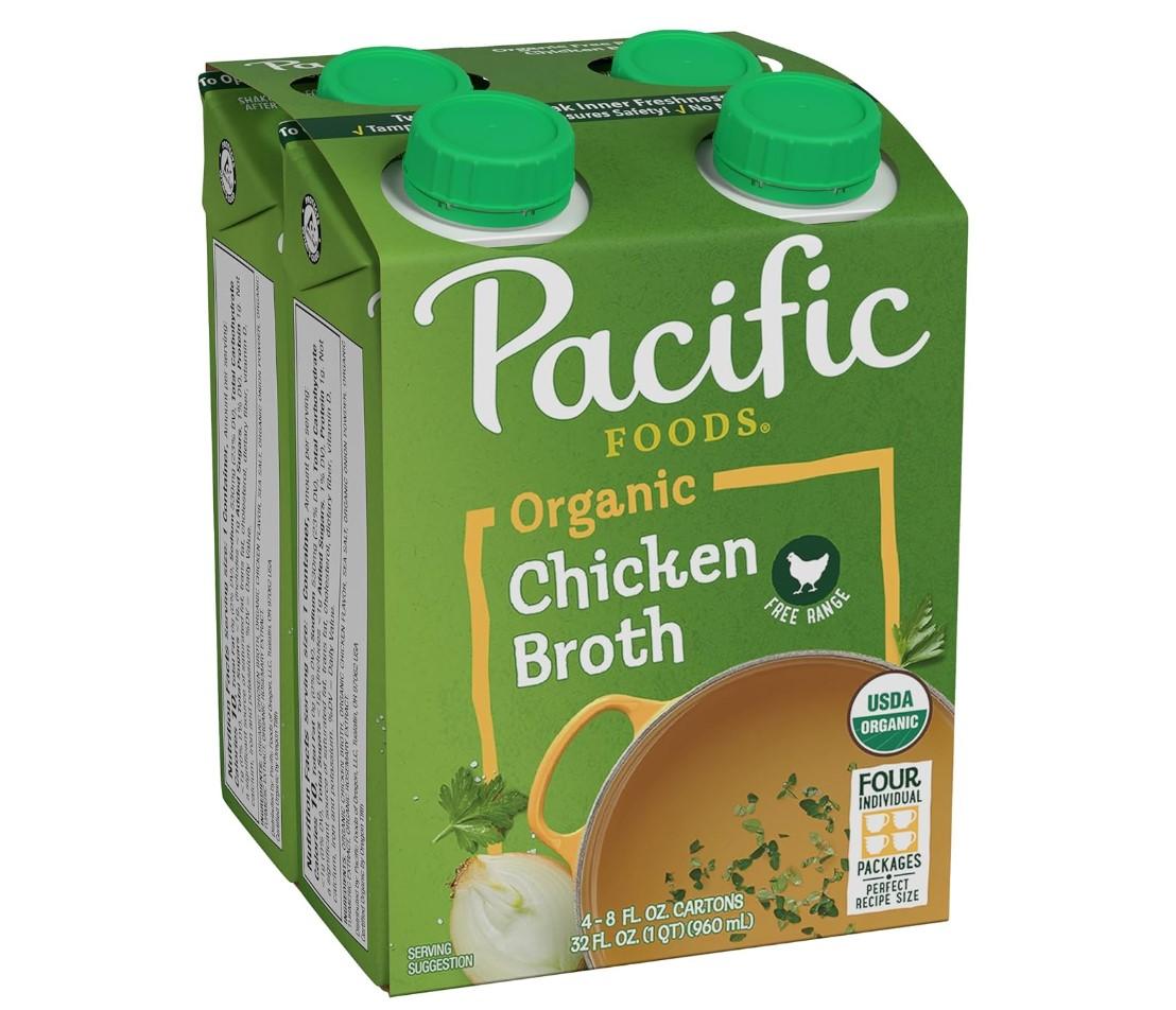 Pacific Foods Organic Chicken Broth 4 Pack for $2.54