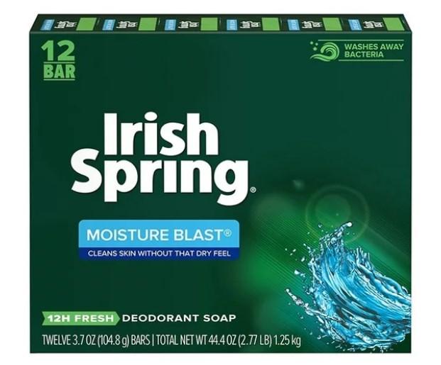 Irish Spring Moisture Blast Deodorant Bar Soap 12 Pack for $5.98