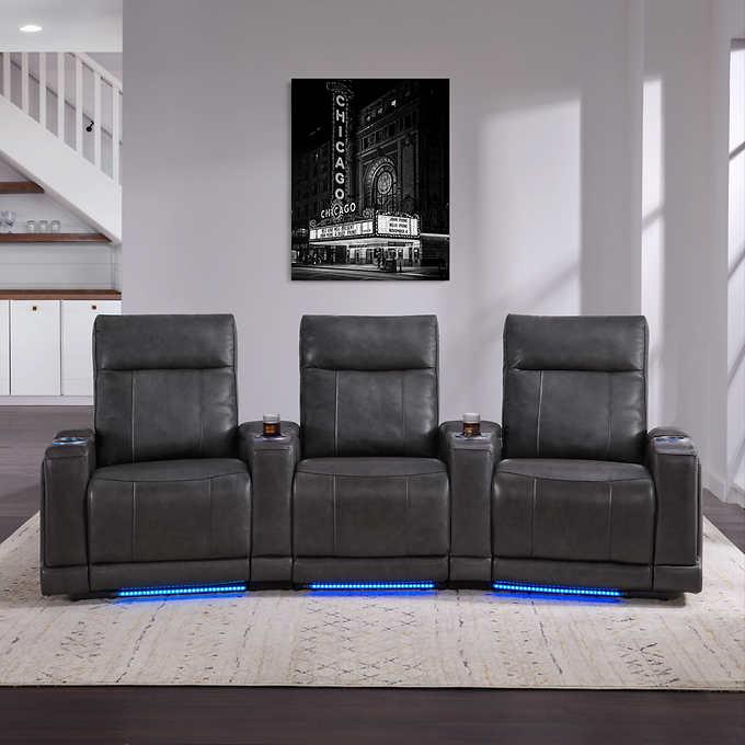 Issac Leather Power Reclining Home Theater Seating for $1499.99 Shipped