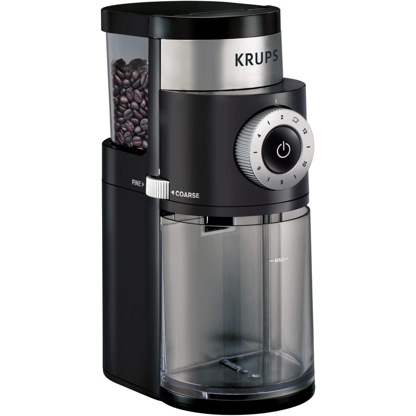 Krups 8-Oz Precise Stainless Steel Flat Burr Coffee Bean Grinder for $31.56