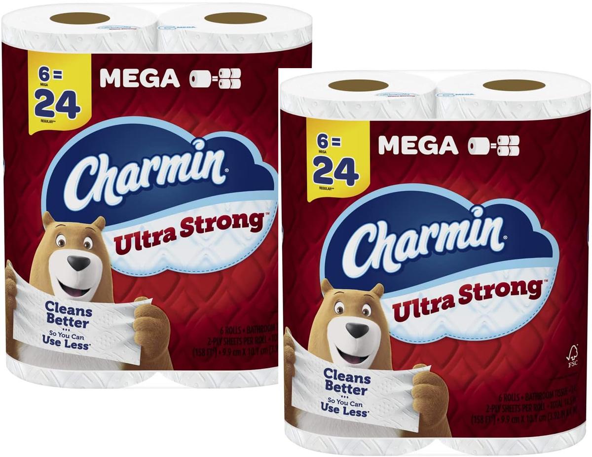 Charmin Ultra Strong Mega Rolls Toilet Paper 12 Pack with $5 Credit for $15.14