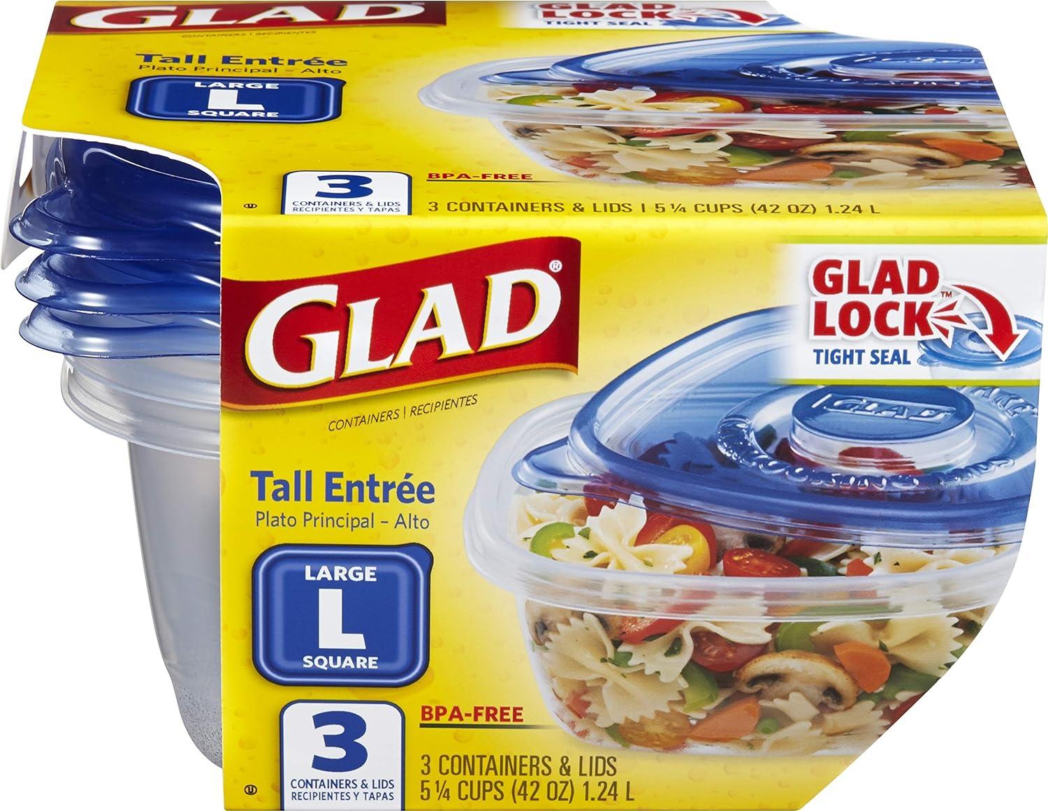 Glad GladWare Tall Entree Food Storage Containers 3 Pack for $2.90