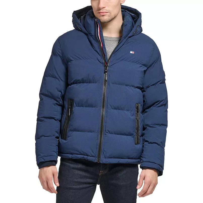 Tommy Hilfiger Mens Hooded Puffer Jacket for $45
