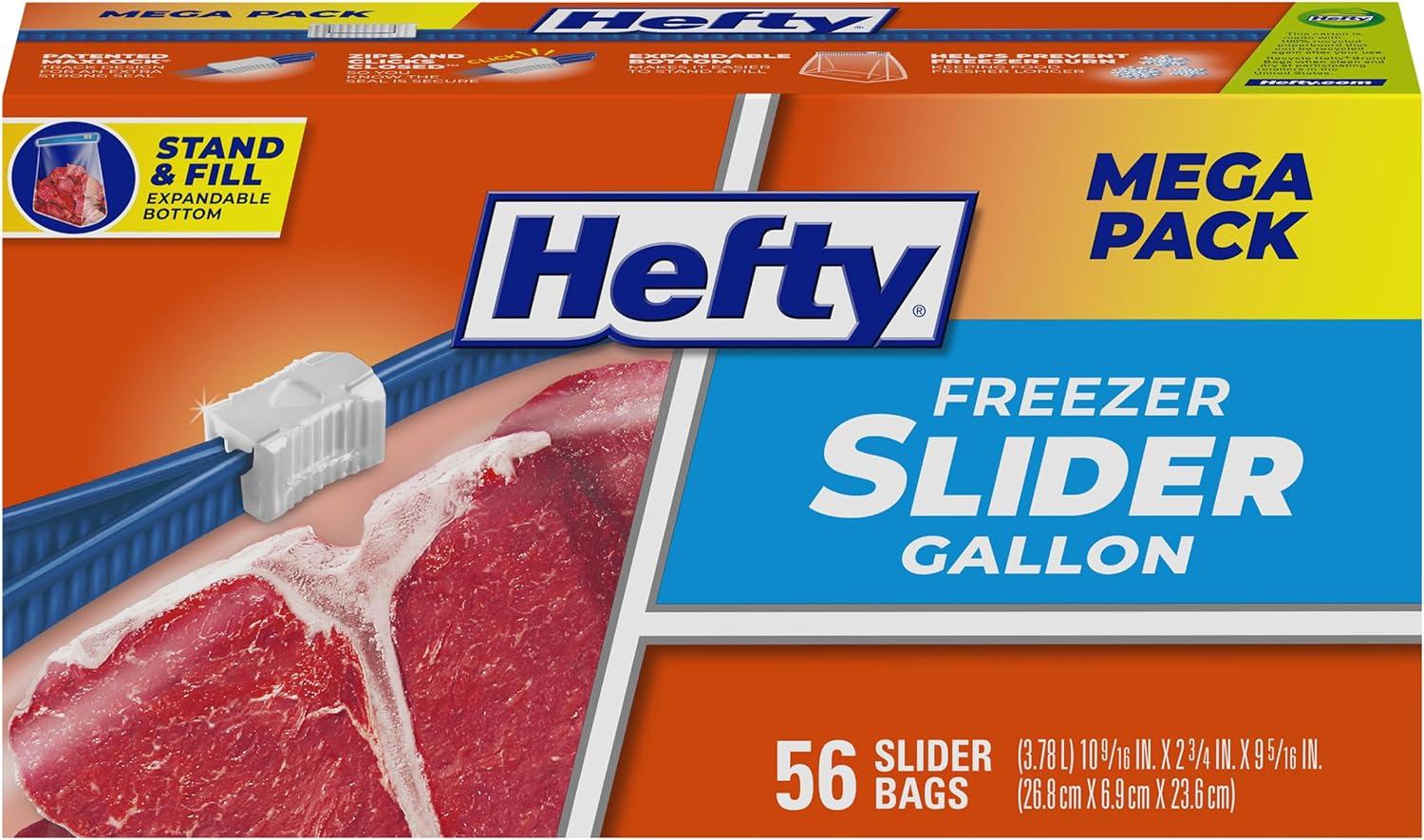 Hefty Slider Freezer Gallon Storage Bags 56 Pack for $6.06