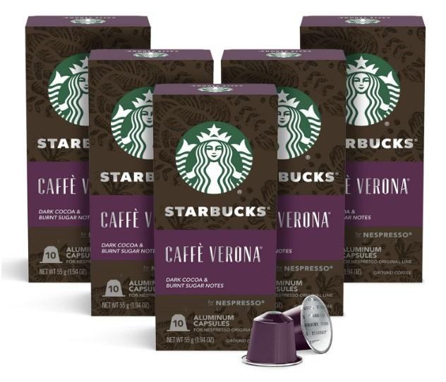 Nespresso Starbucks Original Line Dark Roast Caffe Verona Coffee 50 Pack for $22.42