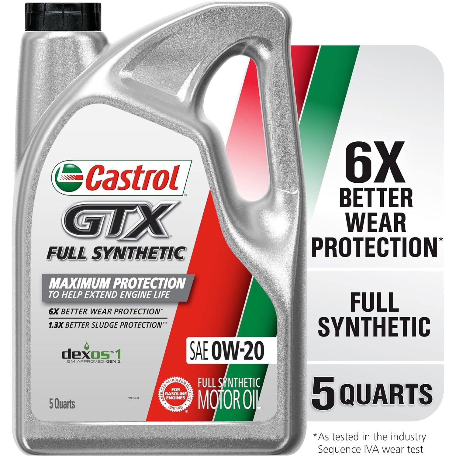 Castrol GTX Full Synthetic 0W-20 Motor Oil for $20.48