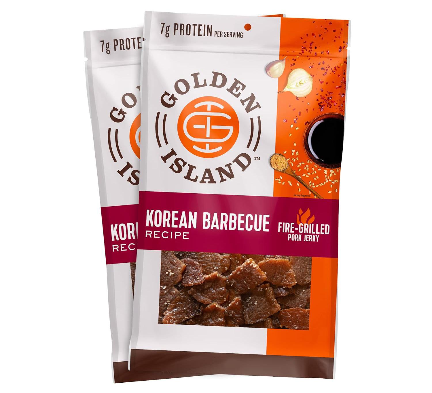 Golden Island Pork Jerky Korean Barbecue Protein Snack 2 Pack for $17.04
