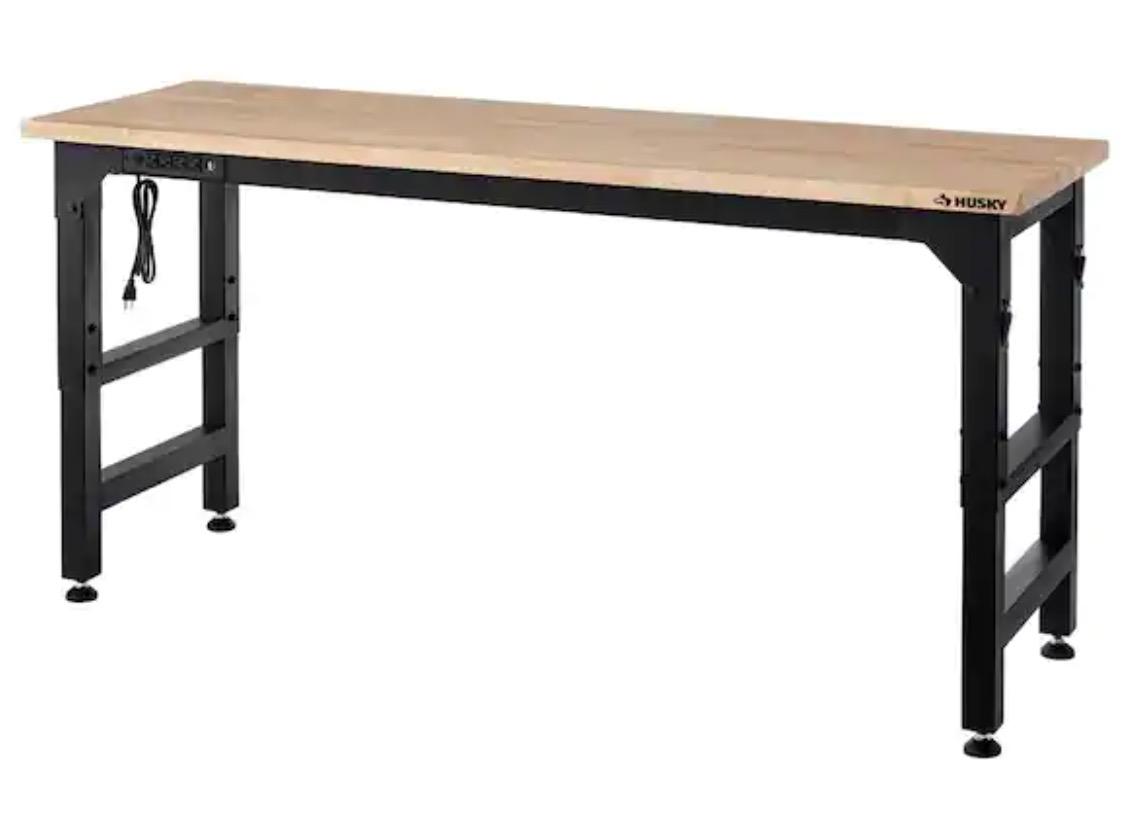 Husky Adjustable Height Solid Wood Top Workbench for $220.97