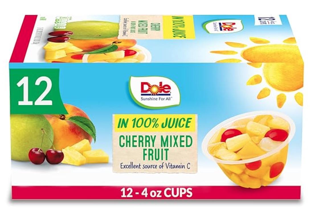 Dole Fruit Bowls Snacks Cherry Mixed Fruit 12 Pack for $5.05