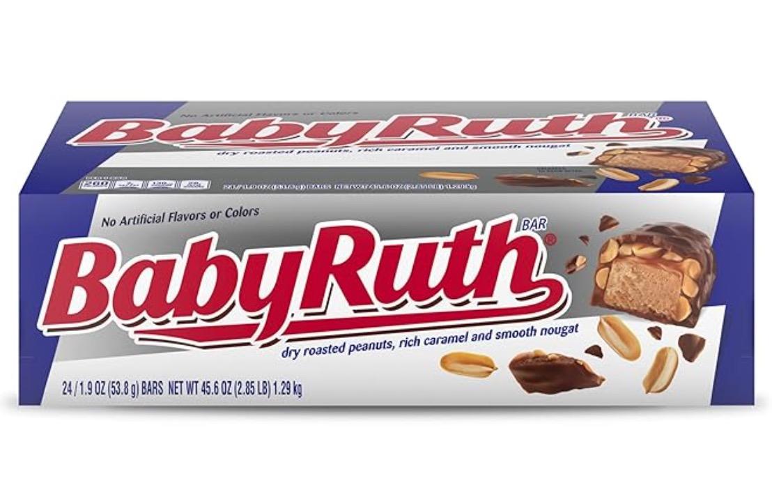 Baby Ruth Chocolatey Peanut Caramel Nougat Candy Bars 24 Pack for $15