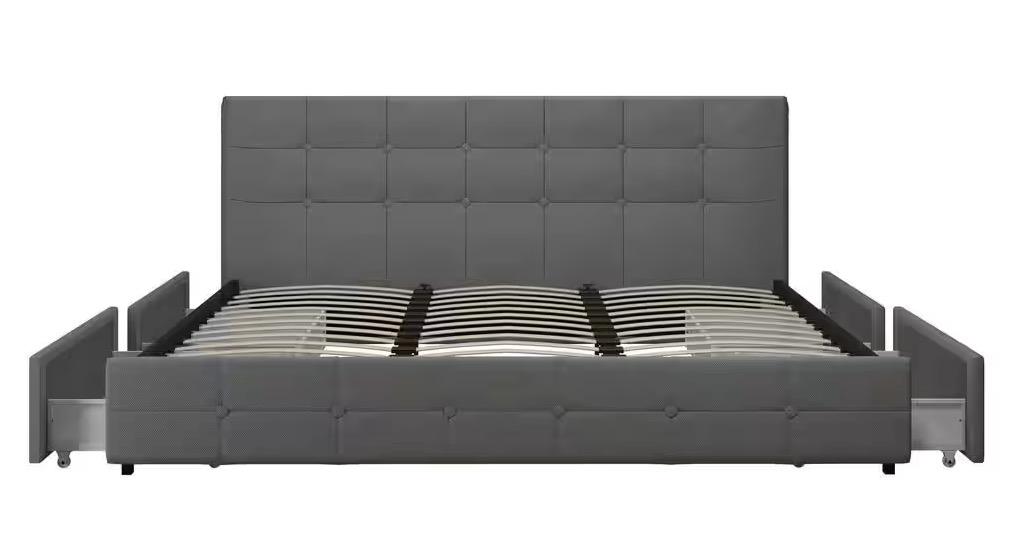 DHP Ryan Upholstered Bed with Storage Drawers in King Size for $265.71 Shipped