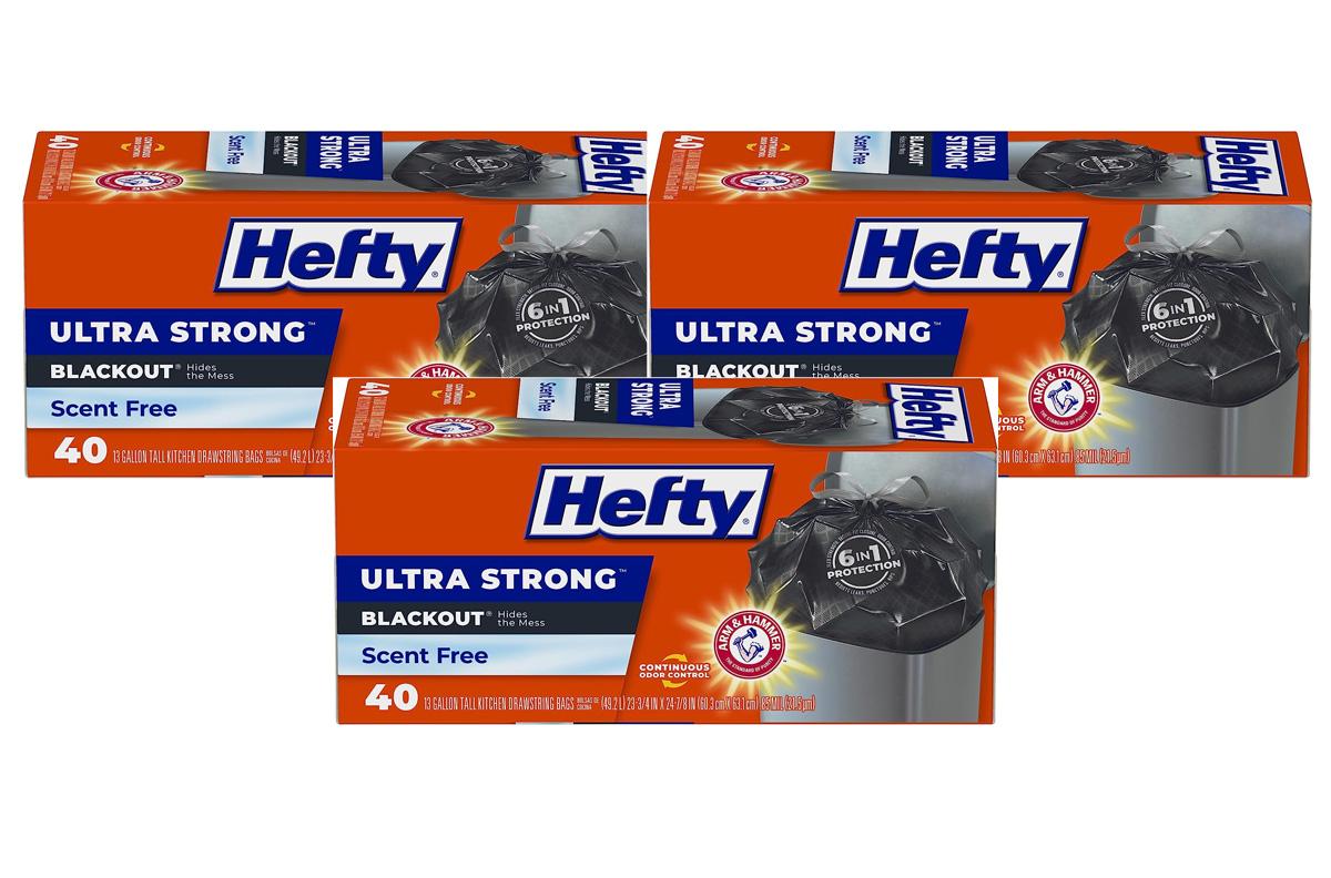 Hefty Ultra Strong Tall Kitchen Trash Bags 120 Pack with $10 Credit for $25.62
