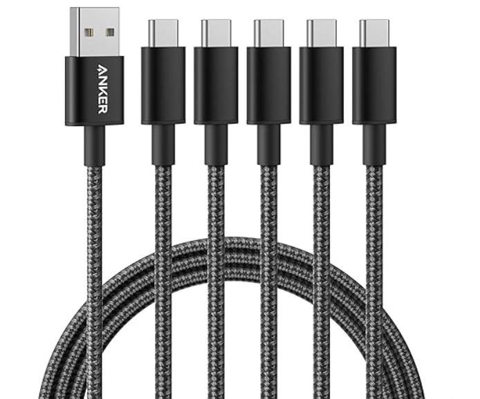 Anker Nylon USB A to USB C Charger Cables 5 Pack for $9.99
