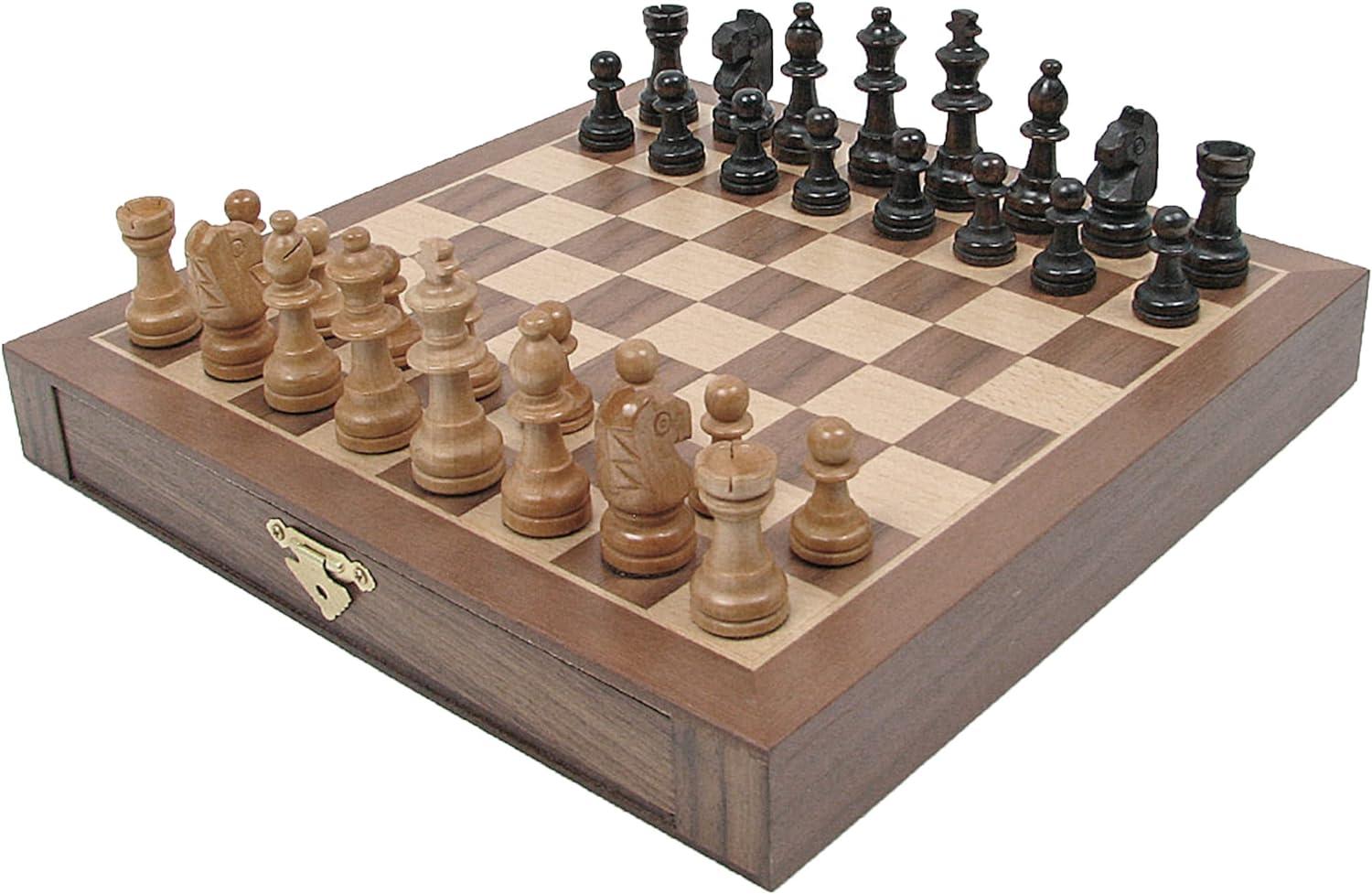Hey Play Inlaid Walnut-Style Magnetized Wood Chess Set for $13.86