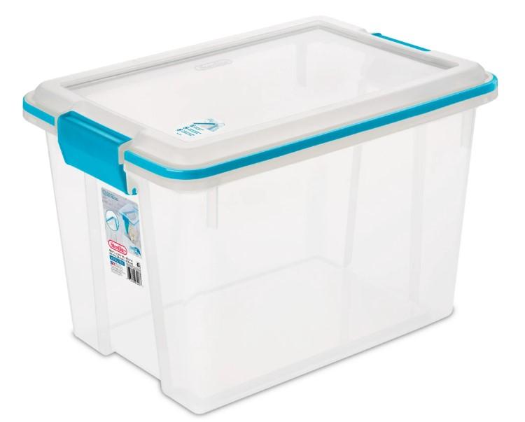 Sterilite Clear Gasket Box with Blue Latches and Gasket for $7.44