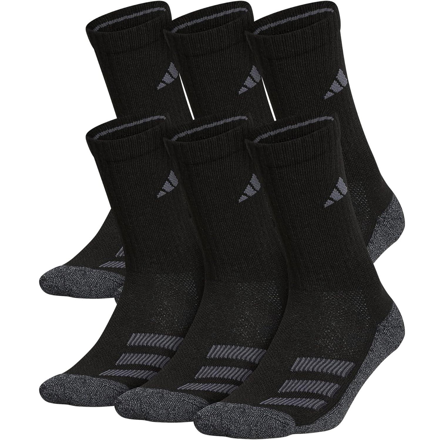 Adidas Kids Cushioned Angle Stripe Crew Socks 6 Pack for $6.97