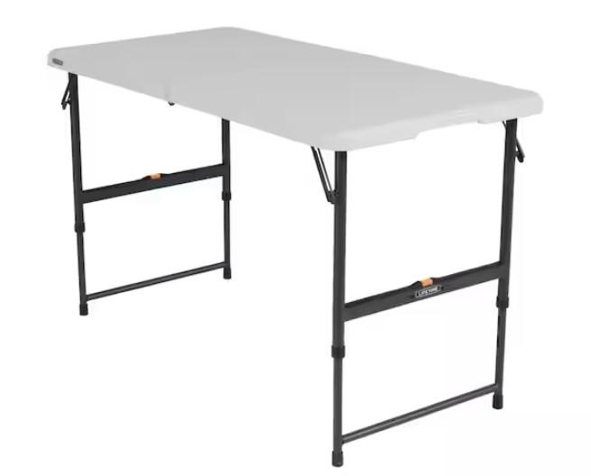 Lifetime 4ft One Hand Adjustable Height Fold-in-Half Resin Table for $34.88
