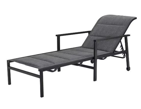 Hampton Bay High Garden Black Steel Padded Sling Patio Lounge Chair $80.73 Shipped