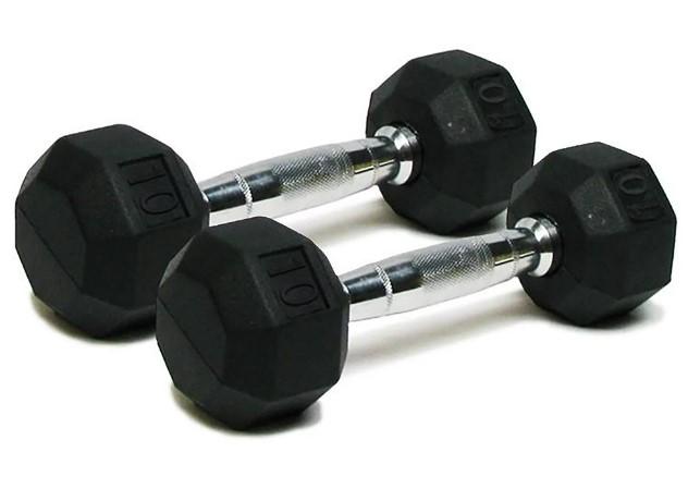 10lbs Well-Fit Rubber Hex Dumbbell Set 2 Pack for $9.99