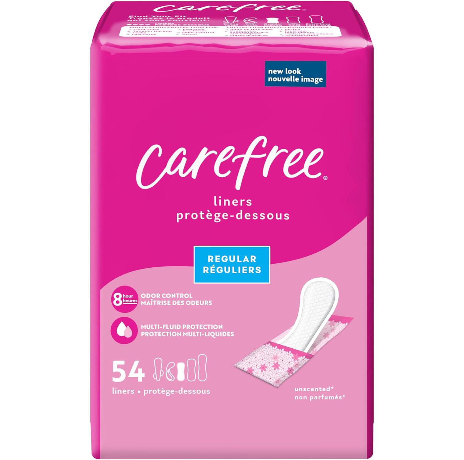 Carefree Panty Liners 54 Pack for $2.68