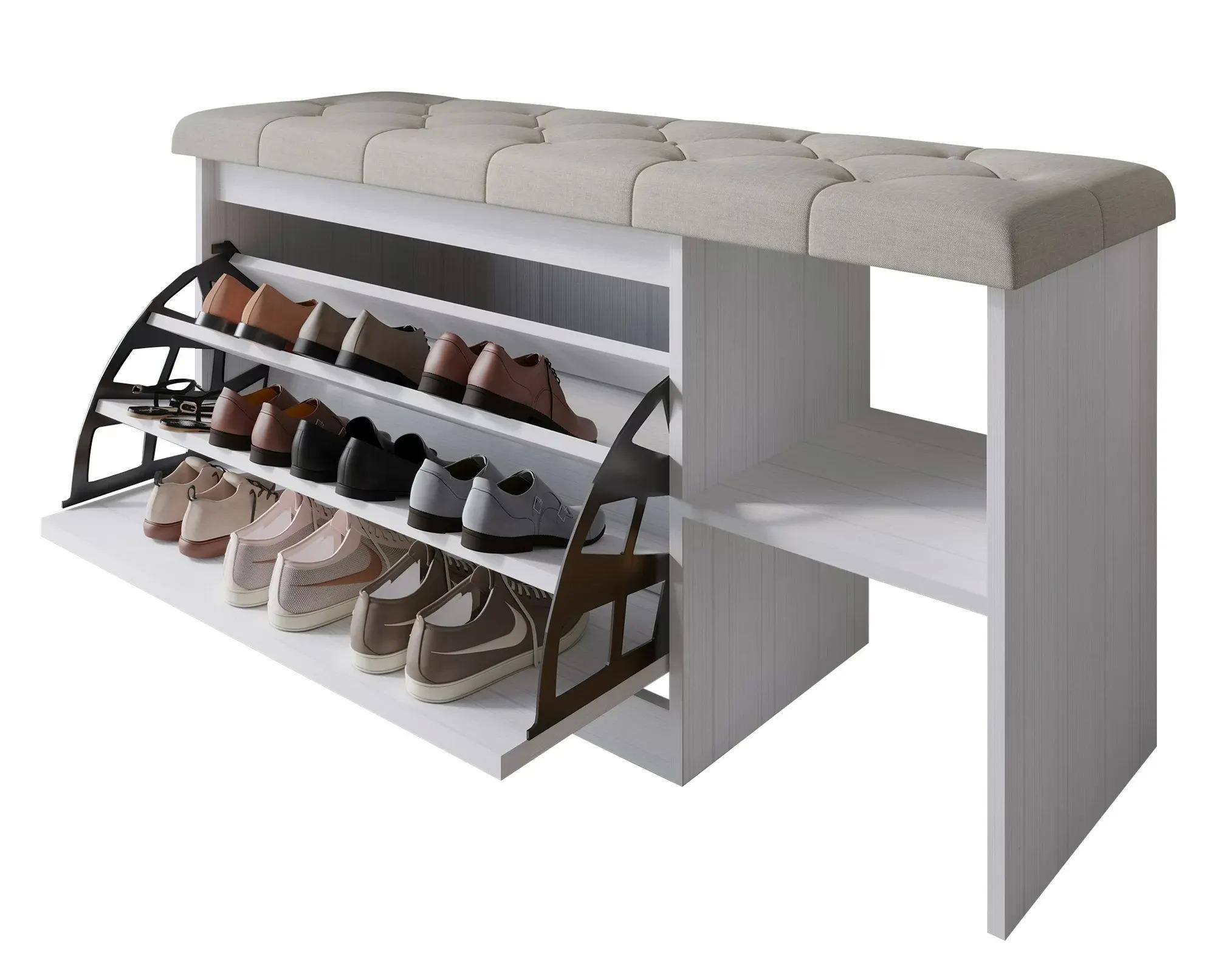 Castle Place Upholstered 41x22 Bench with Shoe Storage for $77 Shipped