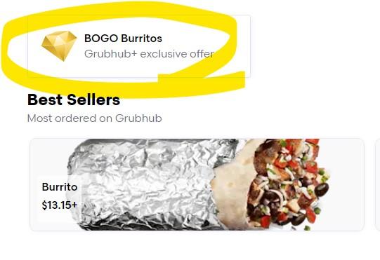Free Chipotle Burrito with a $20 Purchase with GrubHub