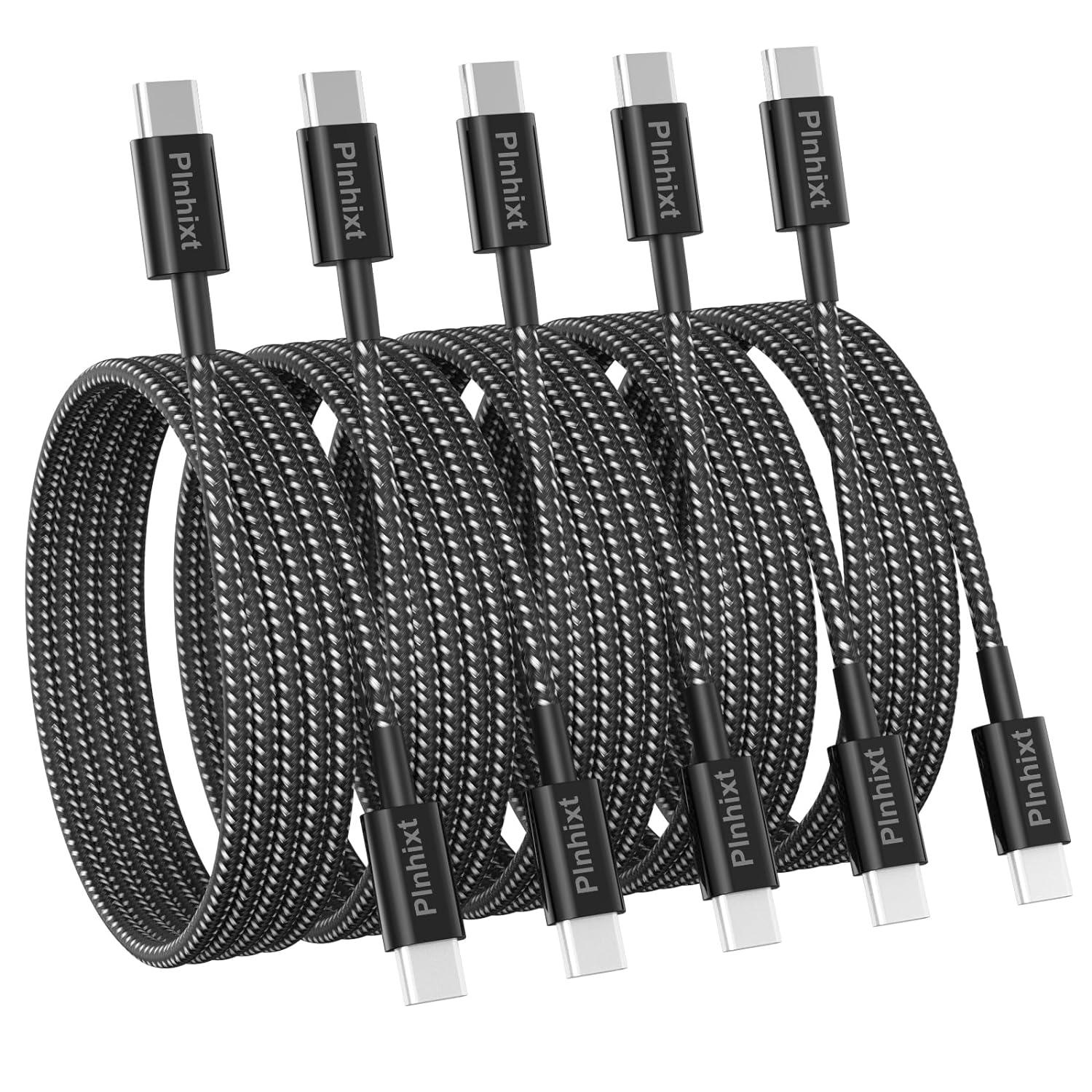 USB-C to USB-C 6ft 60w Charging Cables 5 Pack for $4.98