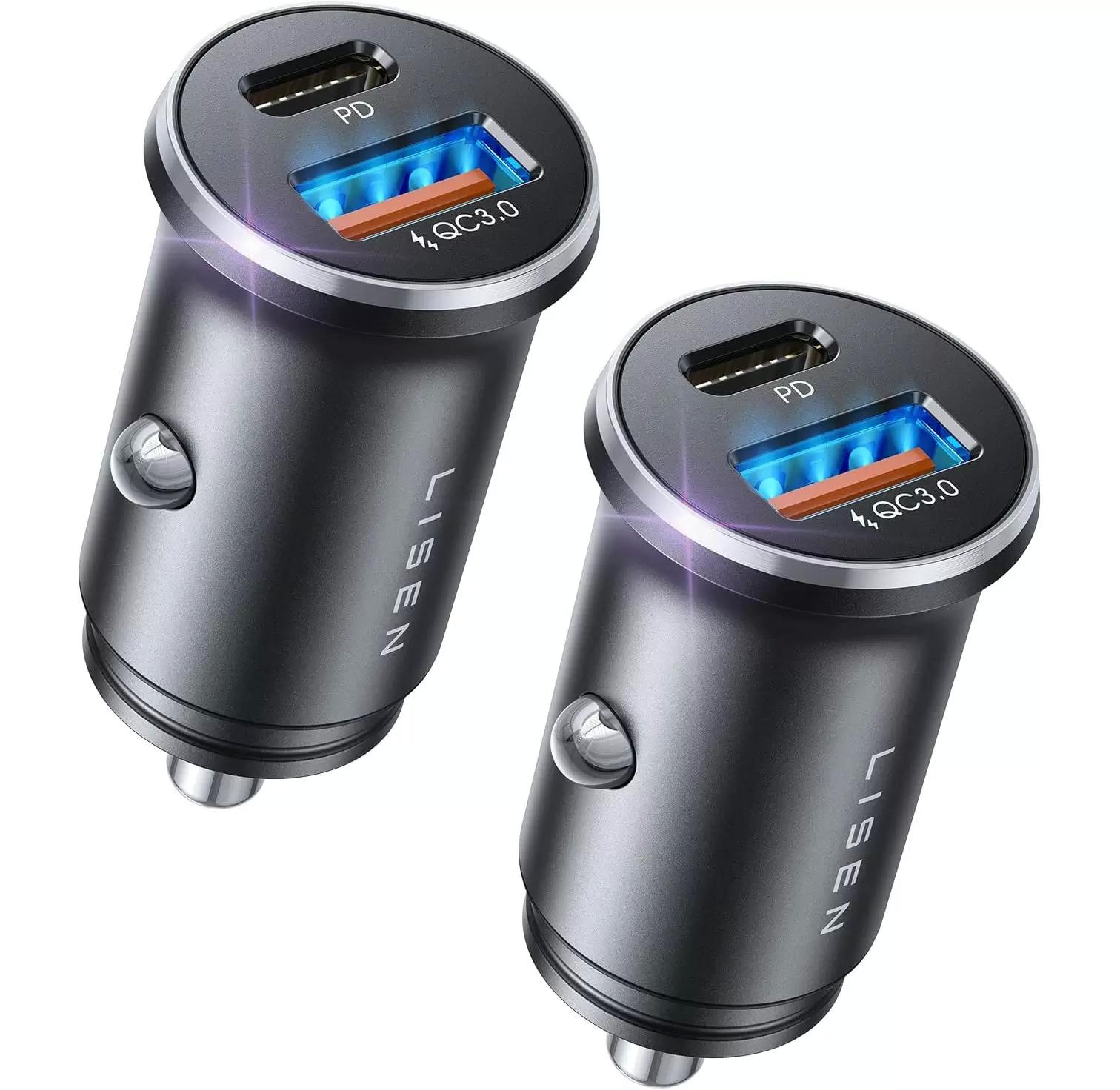 Lisen 48W USB C Car Charger Adapter 2 Pack for $5.93