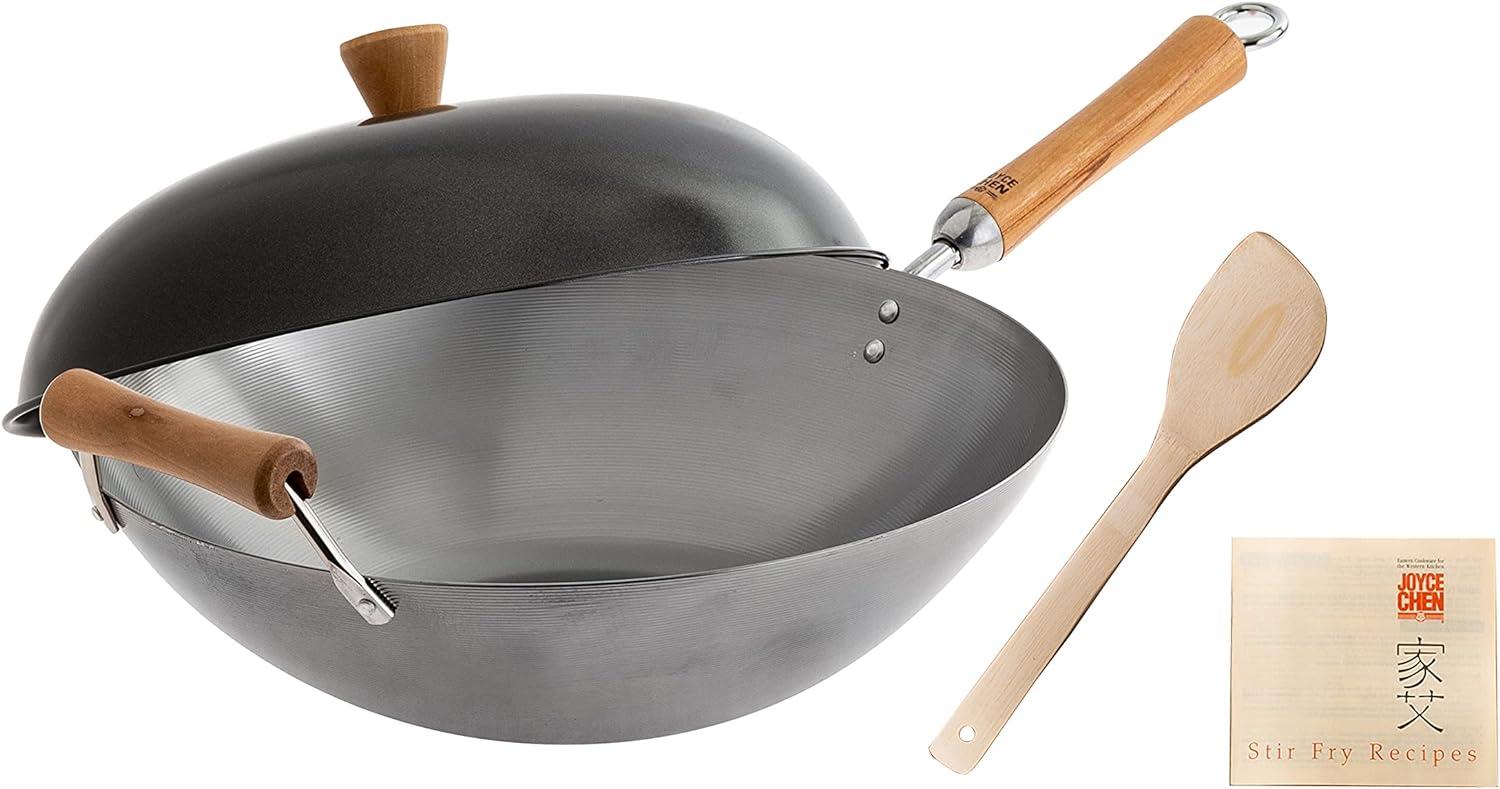 Joyce Chen Classic Series 14-Inch Uncoated Carbon Steel Wok Set for $14.02