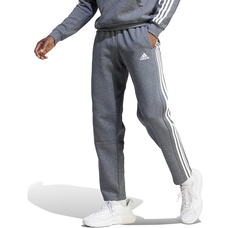 Adidas Mens Essentials 3-Stripes Open Hem Fleece Pants for $15