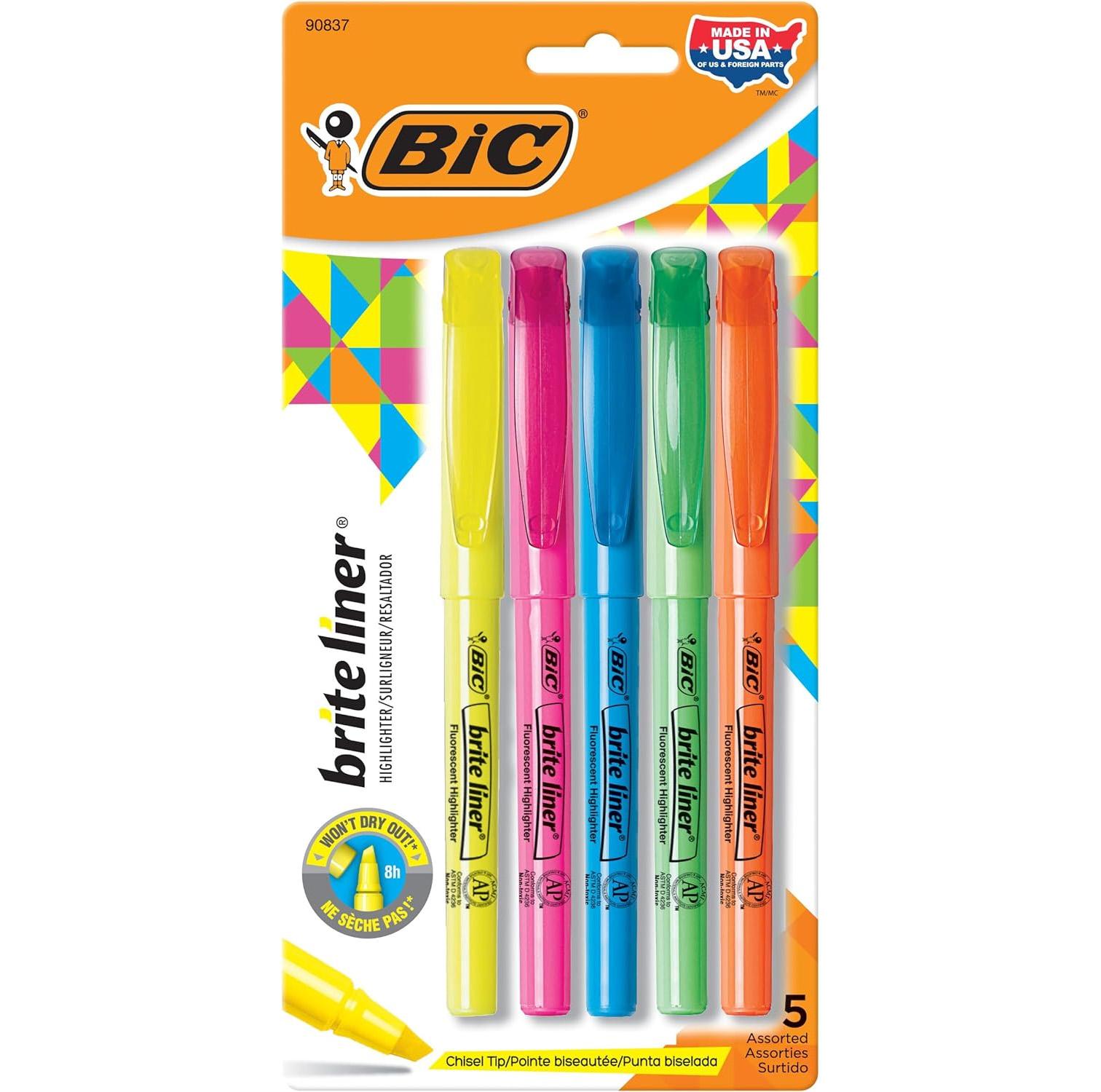 BIC Brite Liner Highlighters 5 Pack for $1.63