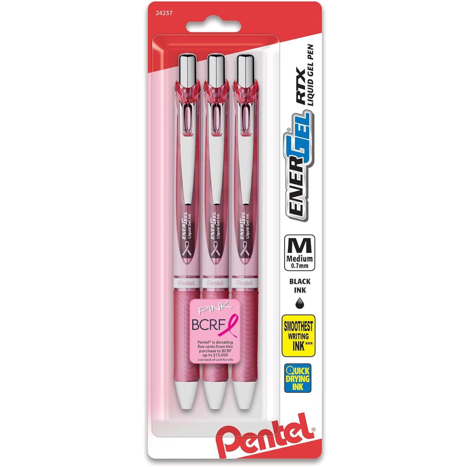 Pentel EnerGel RTX Retractable Liquid Gel Pens 3 Pack for $3.79