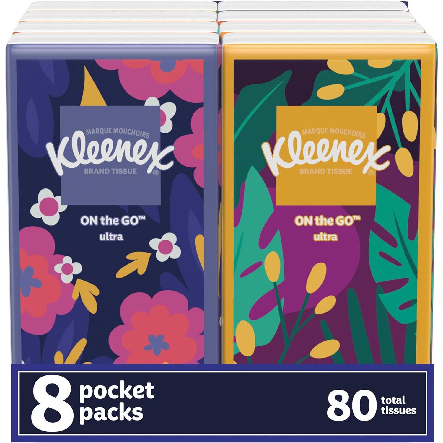 Kleenex On-The-Go Facial Tissues 8 On-the-go Packs for $2.11