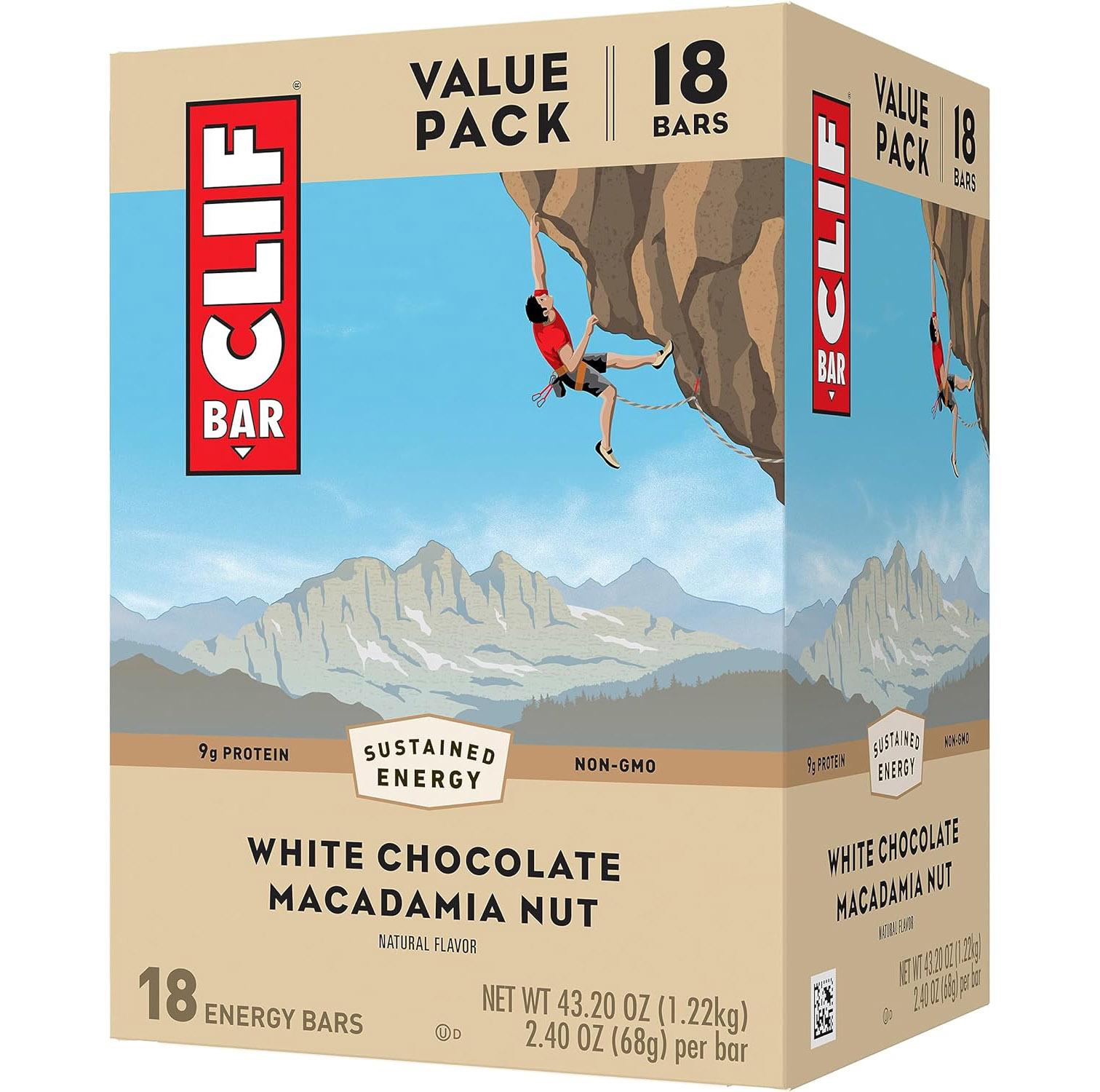 Clif Bar White Chocolate Macadamia Nut Flavor 18 Pack for $13.47