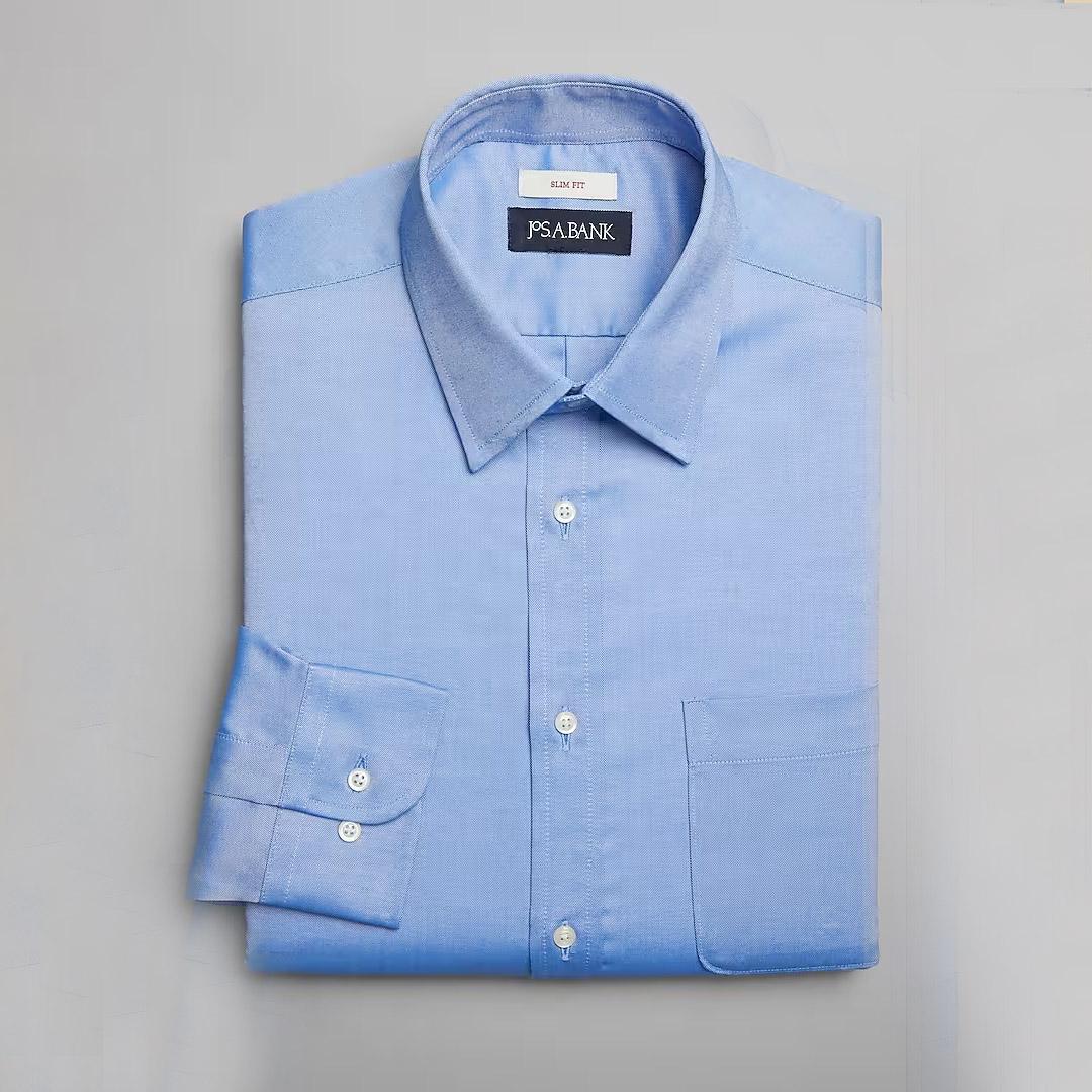 Jos A Bank Slim Fit Point Collar Dress Shirt in Blue for $9.99 Shipped
