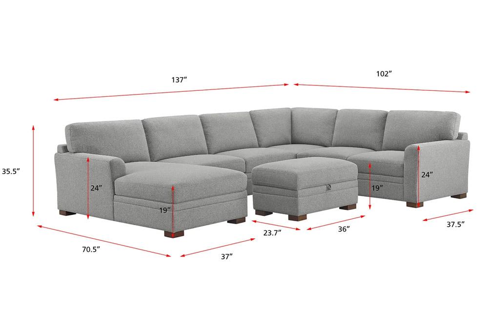 Thomasville Langdon Fabric Sectional with Chaise and Ottoman for $1399.99 Shipped