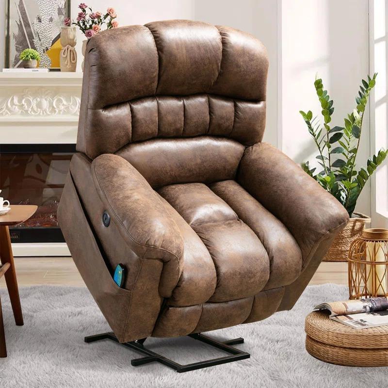 Extra Large Microfiber Power Reclining Heated Massage Chair for $350 Shipped