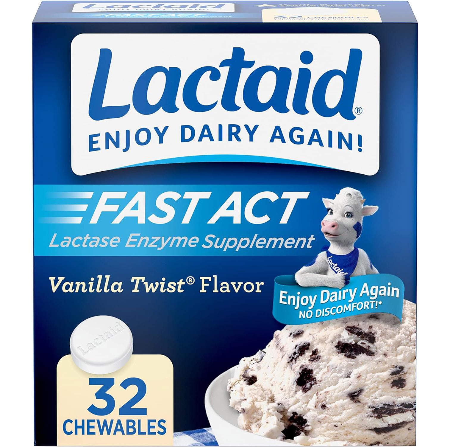 Lactaid Fast Act Lactose Intolerance Chewables with Enzymes 32 Pack for $4.86