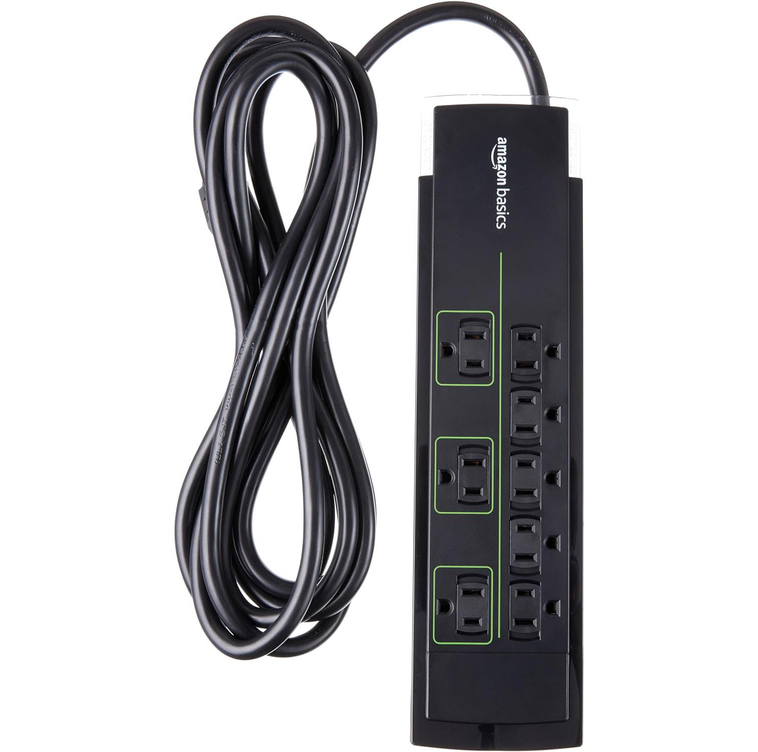 Amazon Basics Rectangular 8-Outlet Power Strip Surge Protector for $11.14