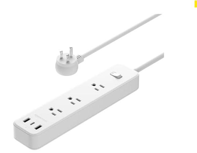 AmazonBasics 5FT 3 Outlet 3 USB Port Power Strip Extension Cord for $6.99