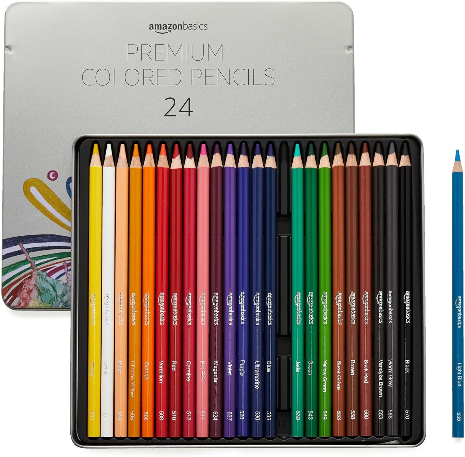 Amazon Basics Premium Colored Pencils 24 Pack for $2.84