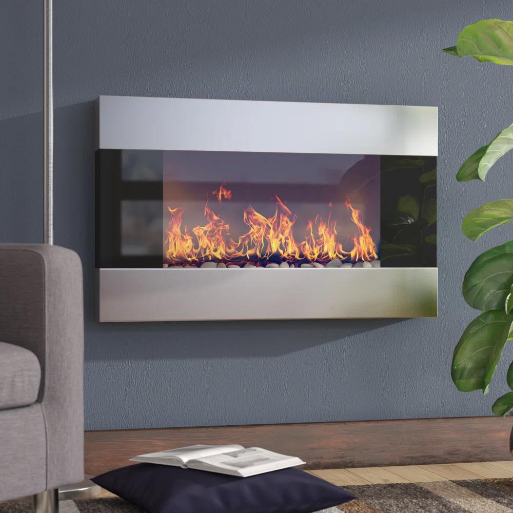 Wrought Studio Allmar Wall Mount Electric Fireplace with Remote for $73.99 Shipped