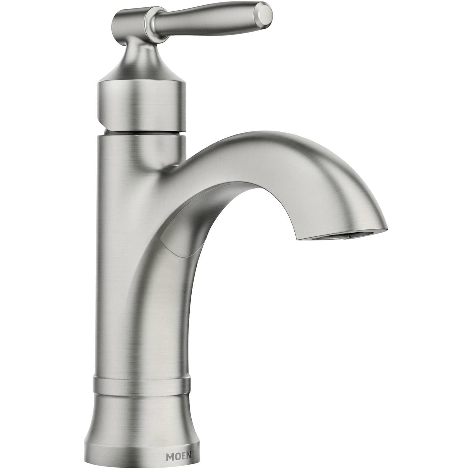 Moen Halle Brushed Nickel One-Handle Single Hole Bathroom Sink Faucet  $50.48 Shipped