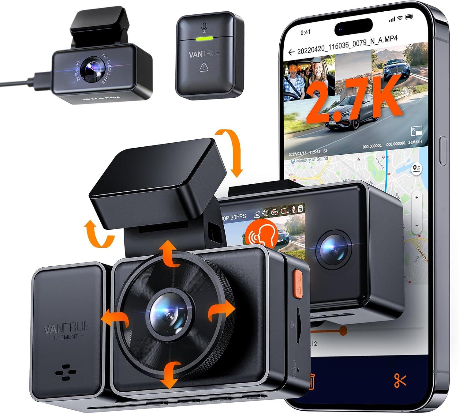 Vantrue E3 3 Channel 2.7K WiFi Dash Cam with GPS for $150.99 Shipped