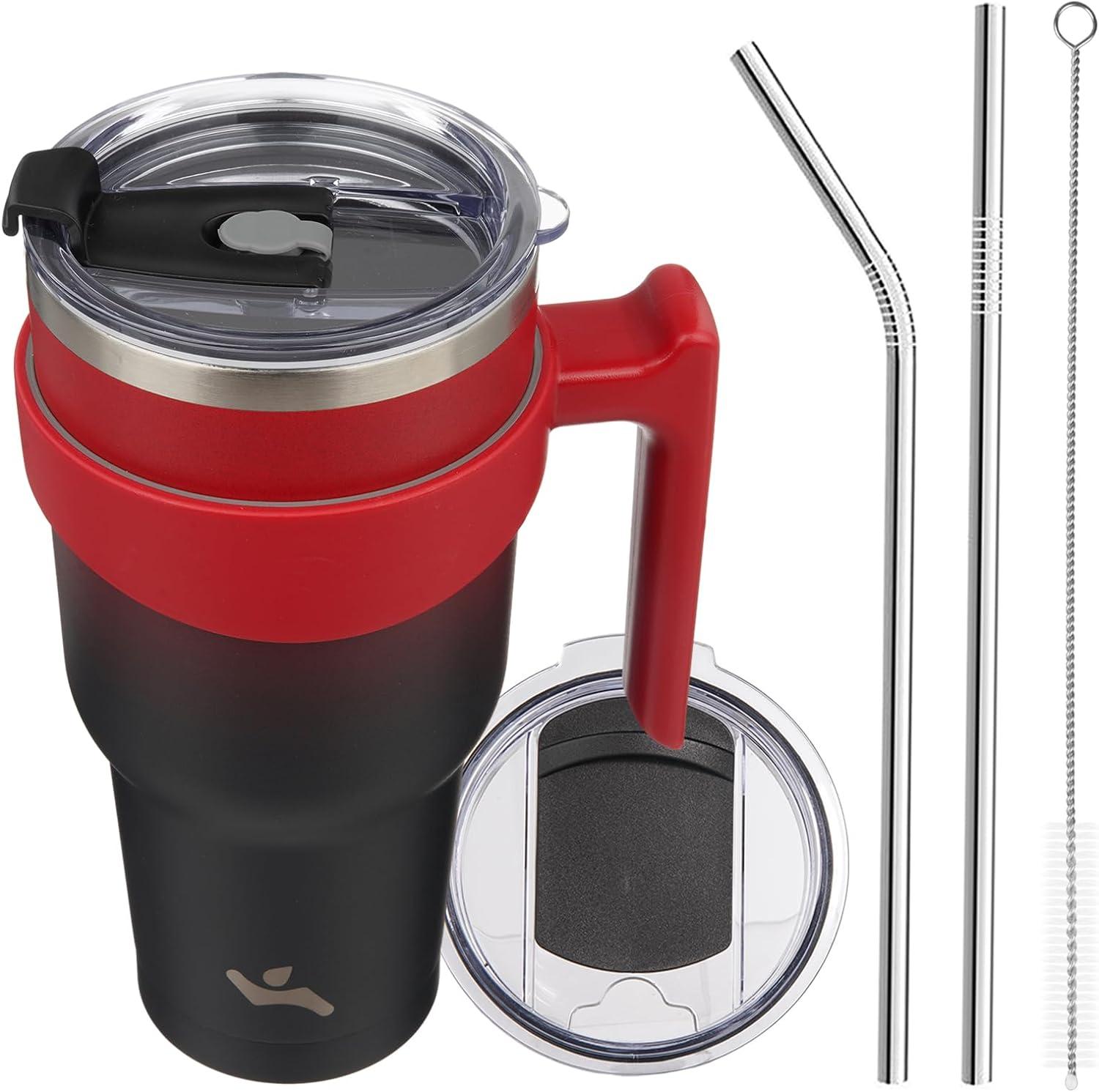 Tumbler with Handle and 2 Straw 2 Lid for $10.98