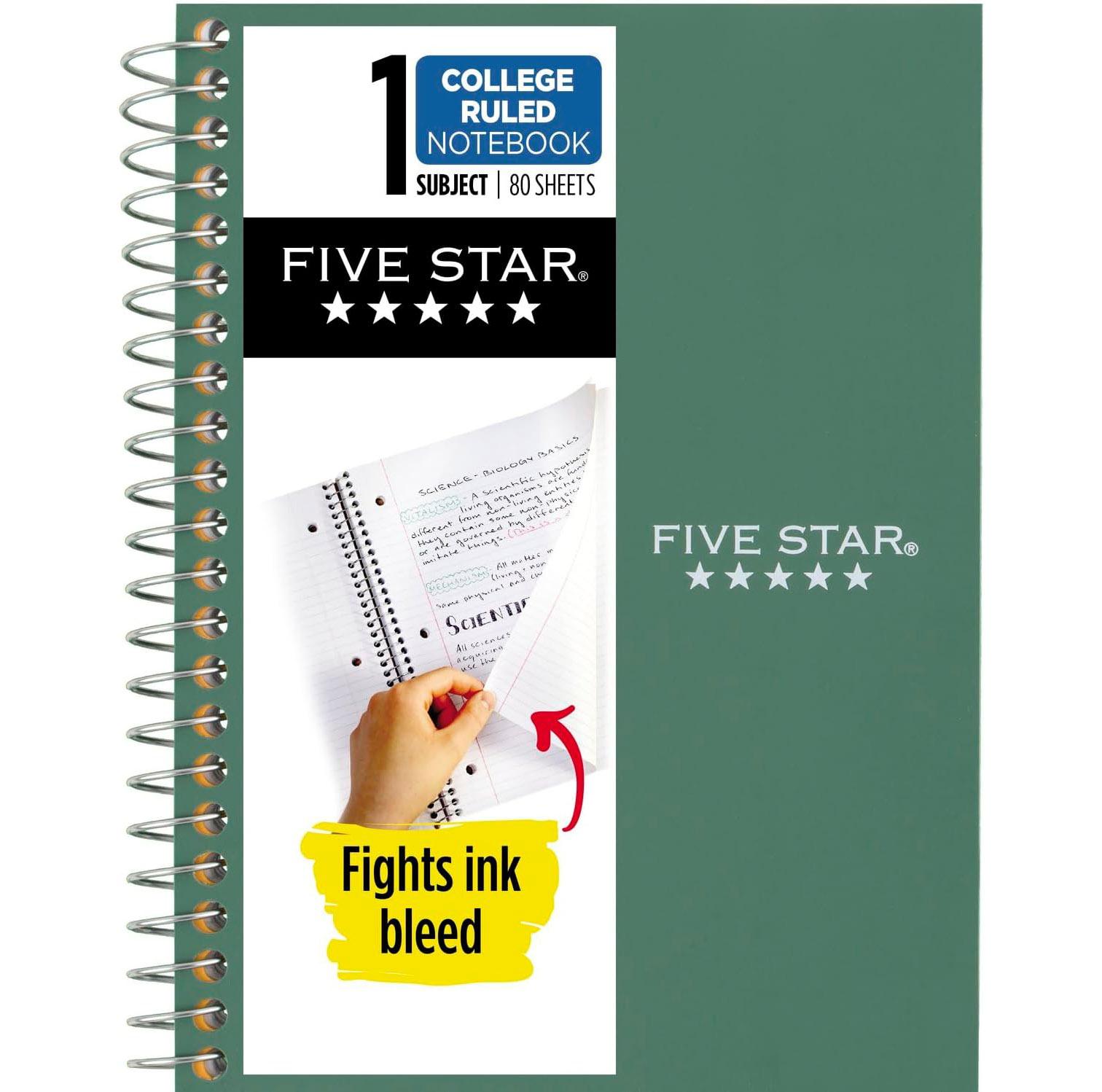 Five Star Spiral College Ruled​ Notebook for $1.09