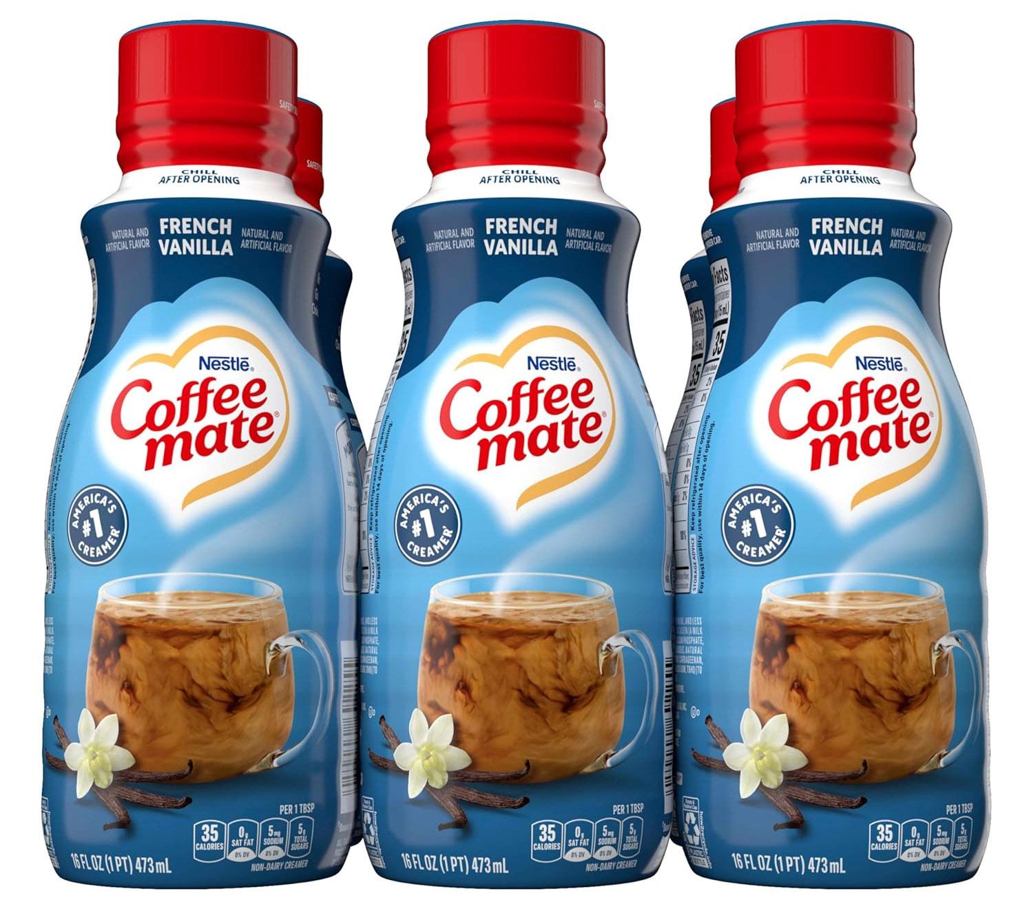 Coffee mate French Vanilla Flavored Liquid Coffee Creamer 6 Pack for $10.10